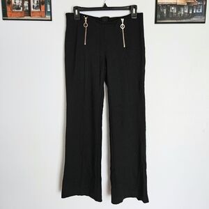 NWOT The Limited Stretch Mid-Rise Black Zipper Accent Pants w/ Split Hem Flare